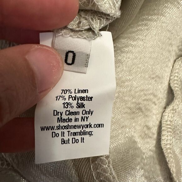 SHOSH Linen Blend Mini Dress Beige A-Line Sleeveless Babydoll Flowy - Picture 9 of 11